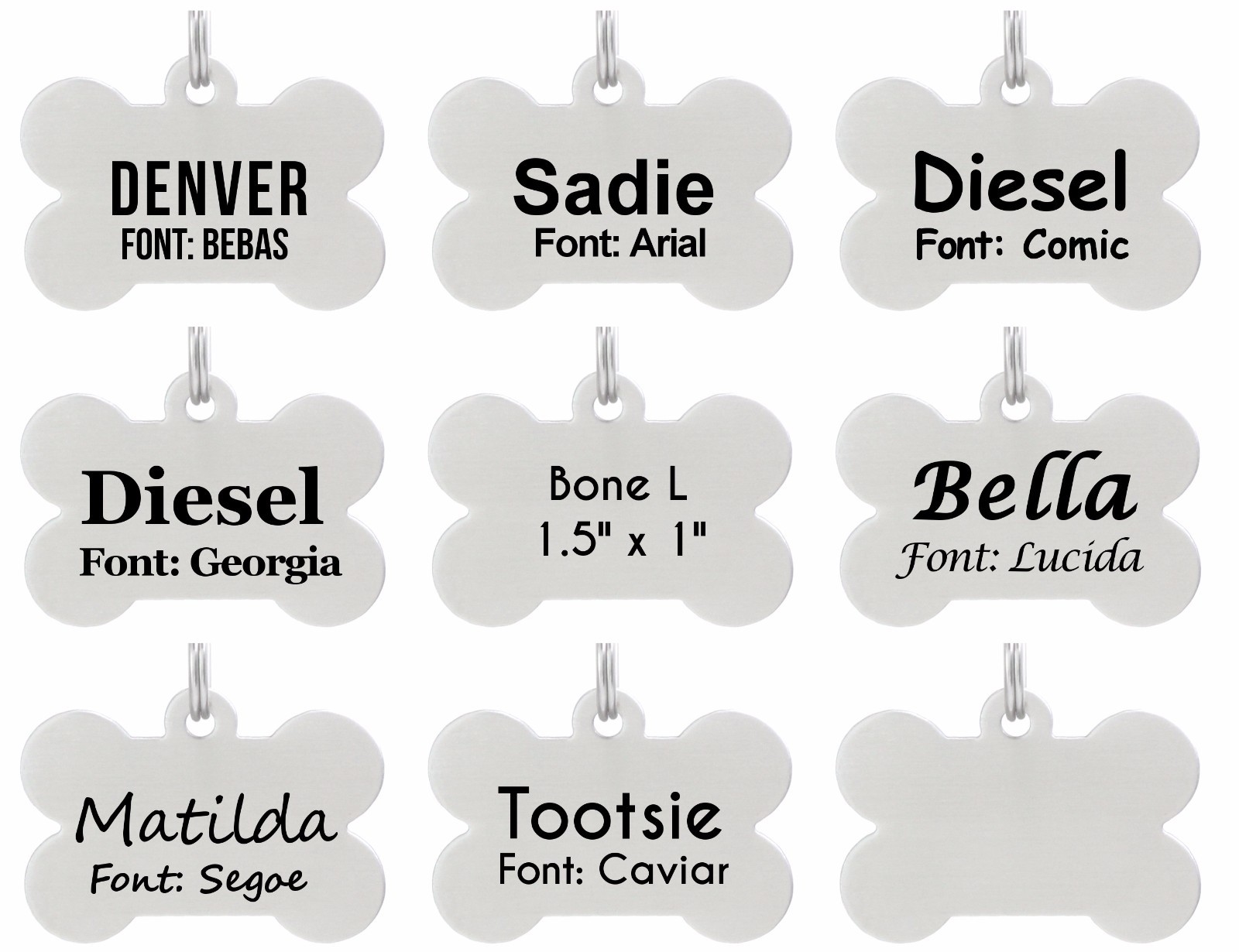 Double Sided Laser Etched Stainless Steel Pet ID Tag for Dog & Cat Tag Bone