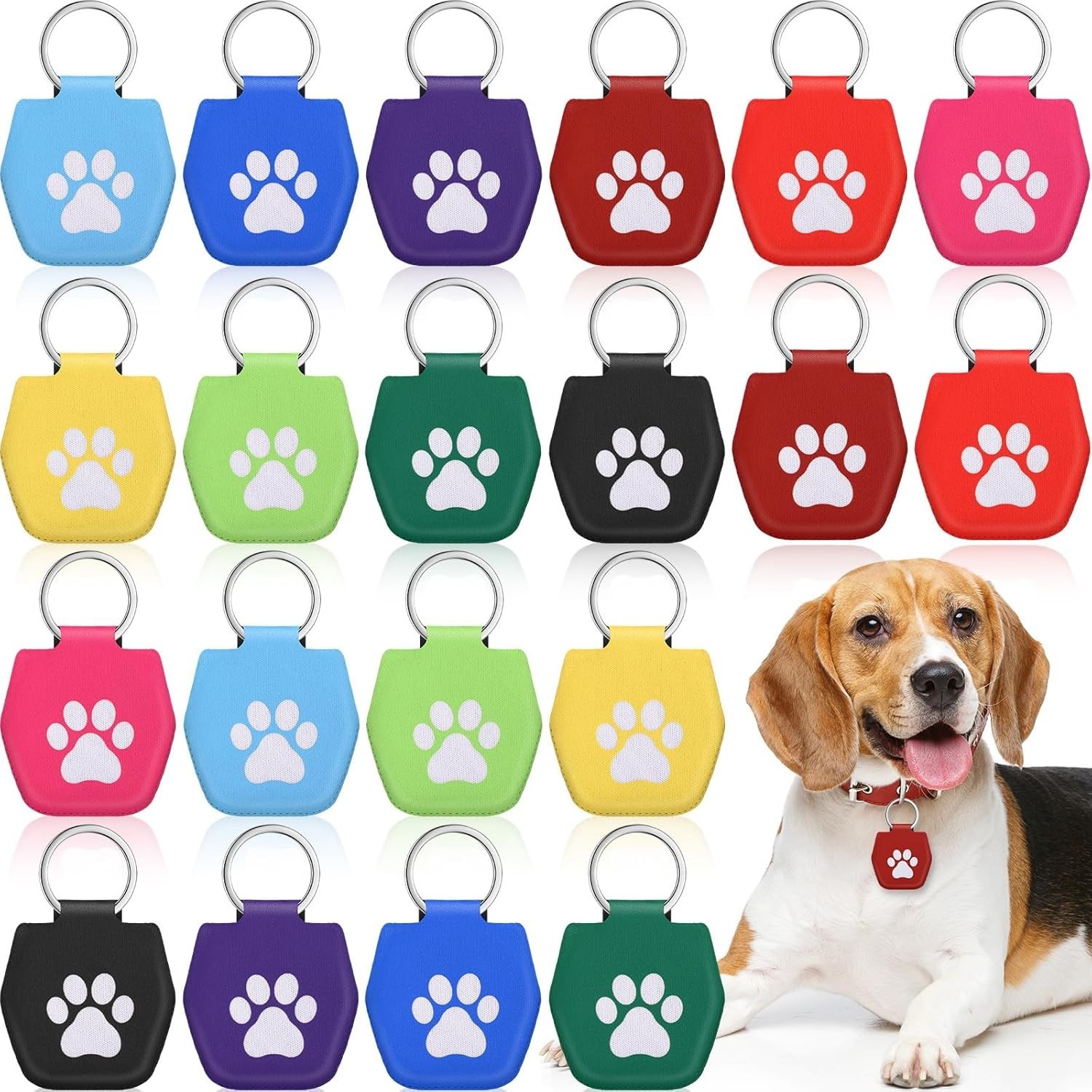 Locmeo 20 Pcs Dog Tag Silencer with Rings Portable Quiet Dog Holder Soundless…