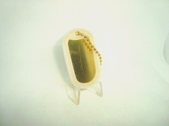 BRASS Military Style Dog Tag Yellow Brass 4.5″ in. Gold Chain + CLEAR Silencer