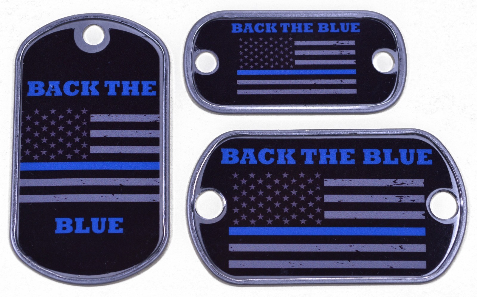 Back the Blue Vinyl Dog Tag – 3 Sizes – Great for Necklaces and Bracelets