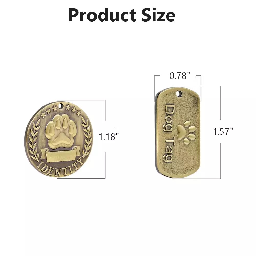 Personalized PET Tags NAME ID Dog Cat Tag Brass Tags Military Custom Engraved US
