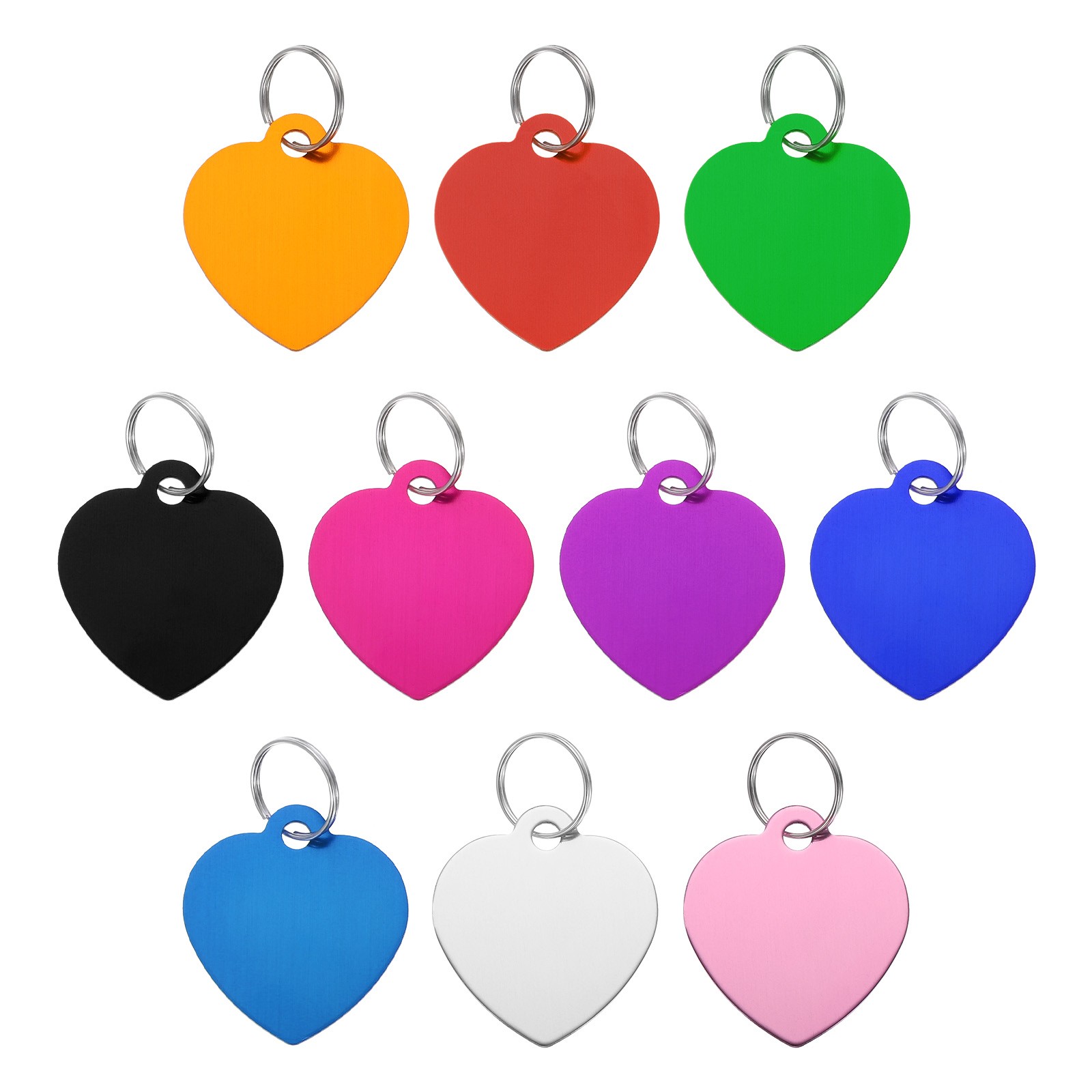 10 x Pet ID Tags Engraving Tags Heart-Shape Dog ID Tag 10 Color Blank Tags