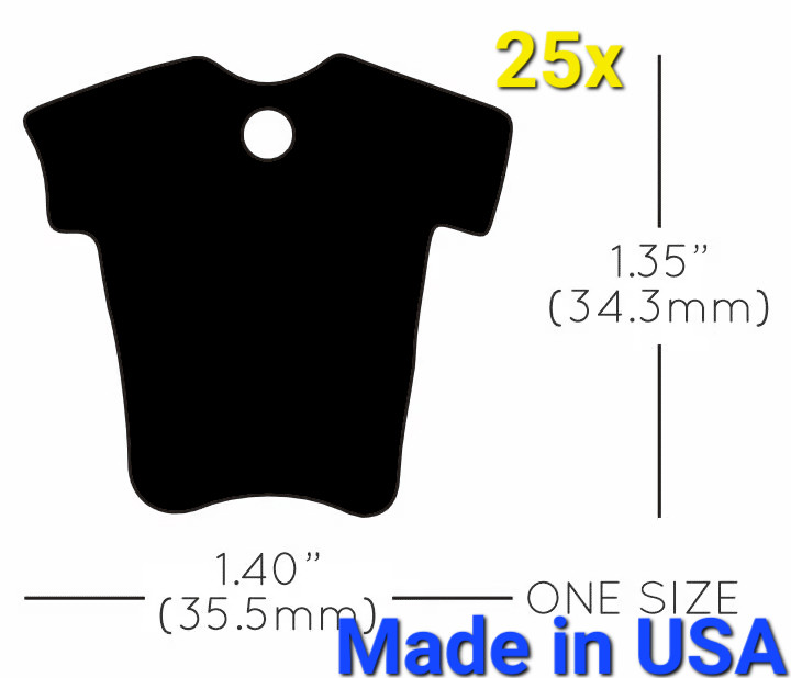25x Anodized Aluminum Pet ID Tag T-Shirt Shape Blank Black Made USA (Lead Free)
