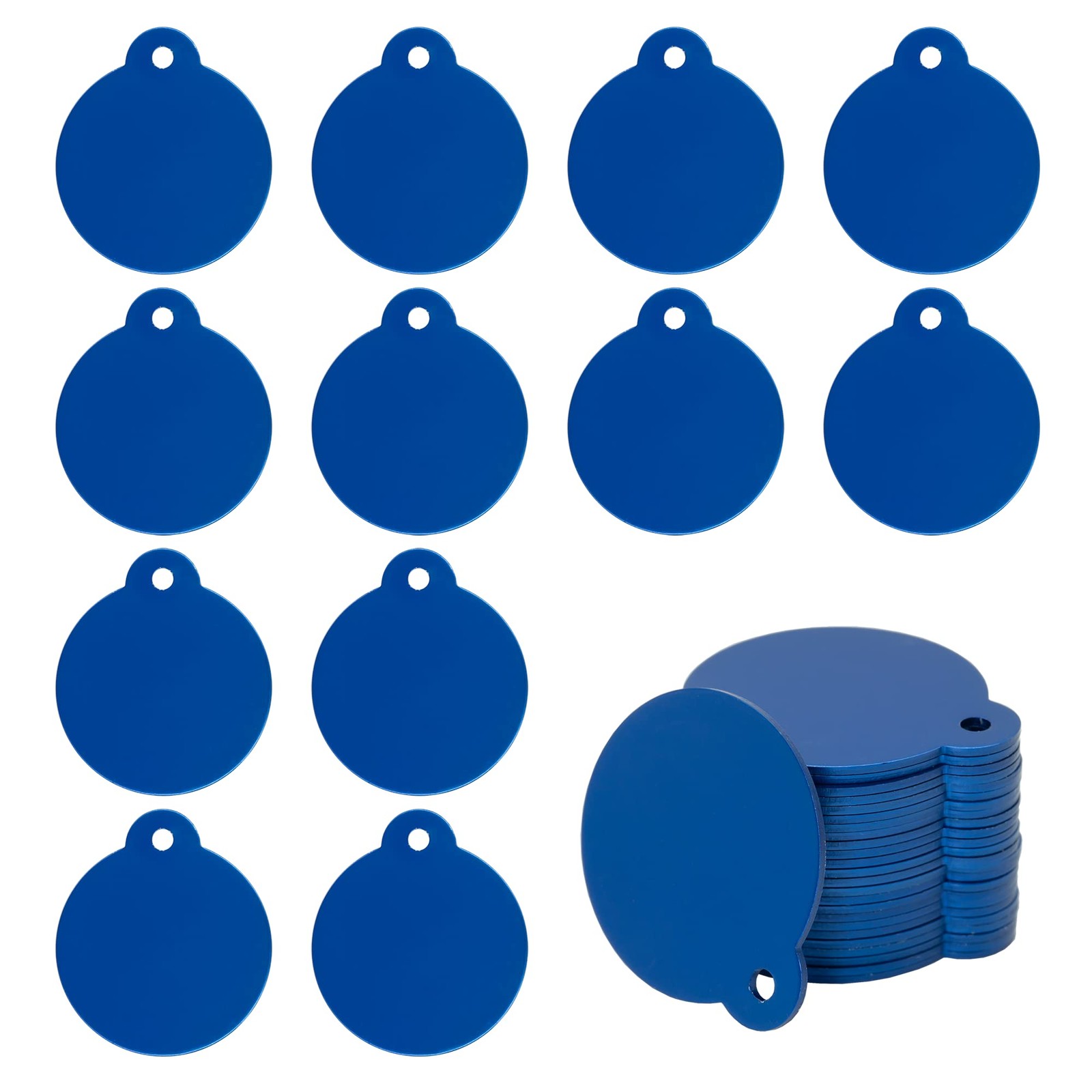 25 Pack 1.24 Inch Round Aluminum Laser Engraving Stamping Blanks Tags Blue