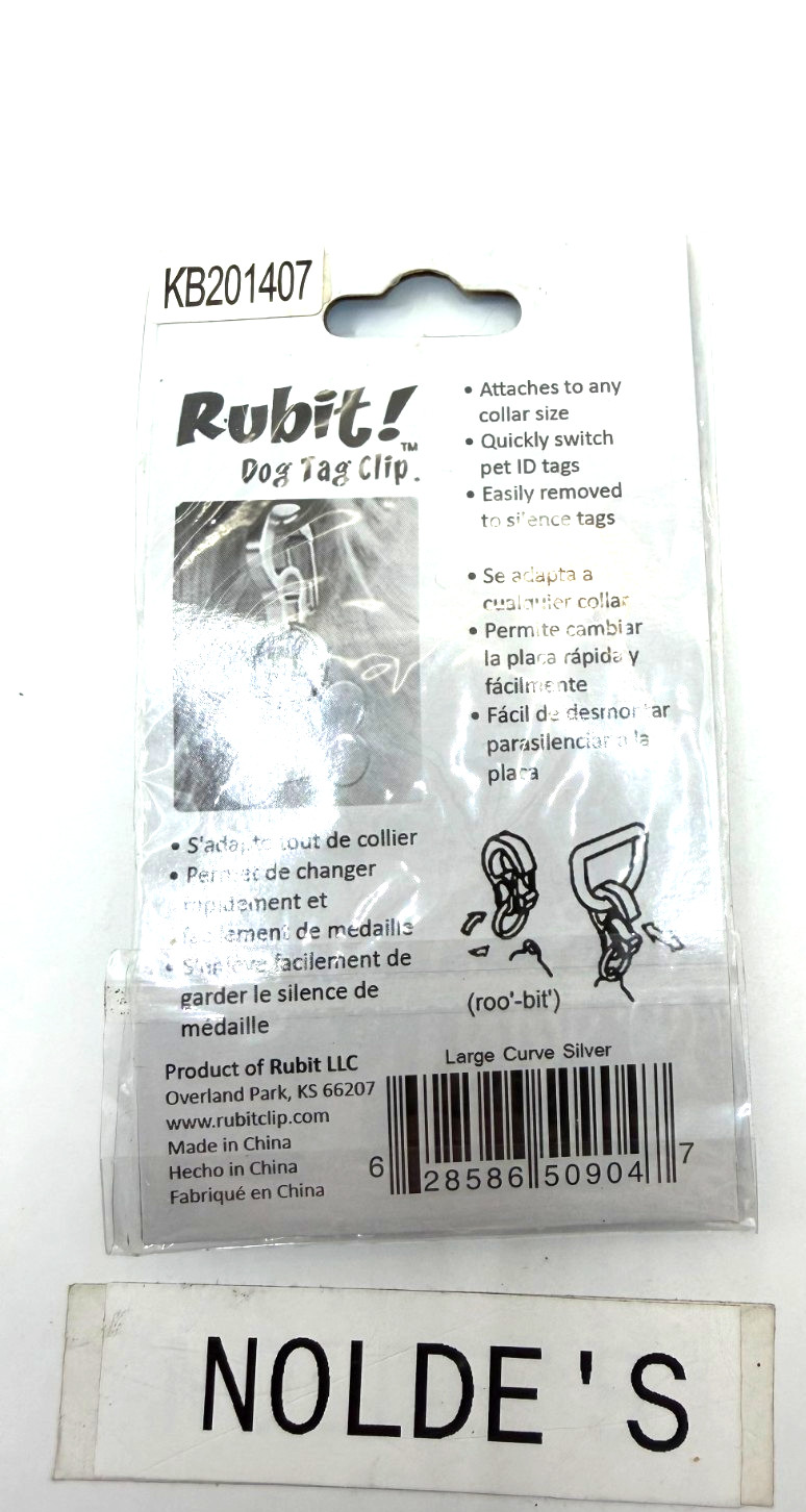 Rubit Large Dog Tag Clip Silver Metallic DS252B2TF858