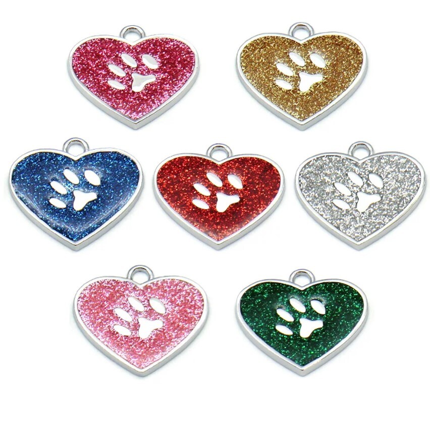 Shiny Aluminum Heart PET ID Tag Engraved CAT DOG Collar Tag | Best Quality