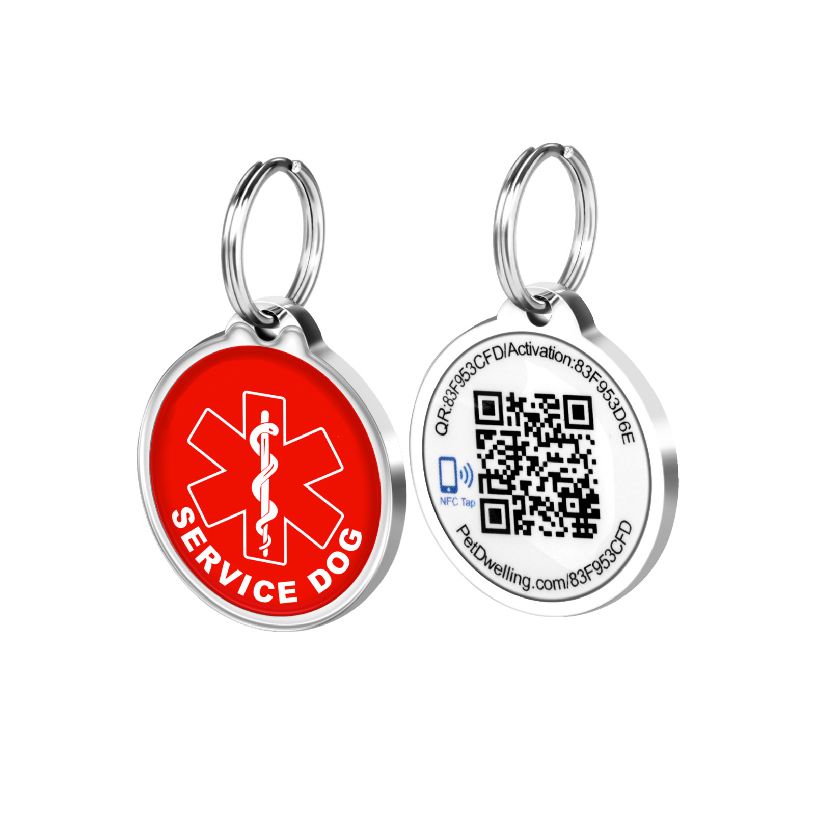 Pet Dwelling Service Dog ID Tag-Online Profile-Instant Email Alert-Scan Location