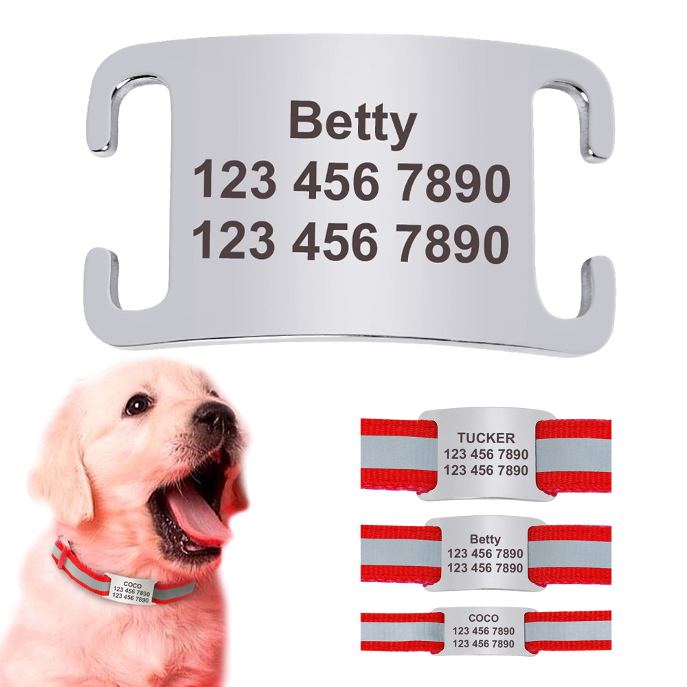 Dog Pet ID Tag Personalized Slide On Slider Name Custom Engraving Noiseless