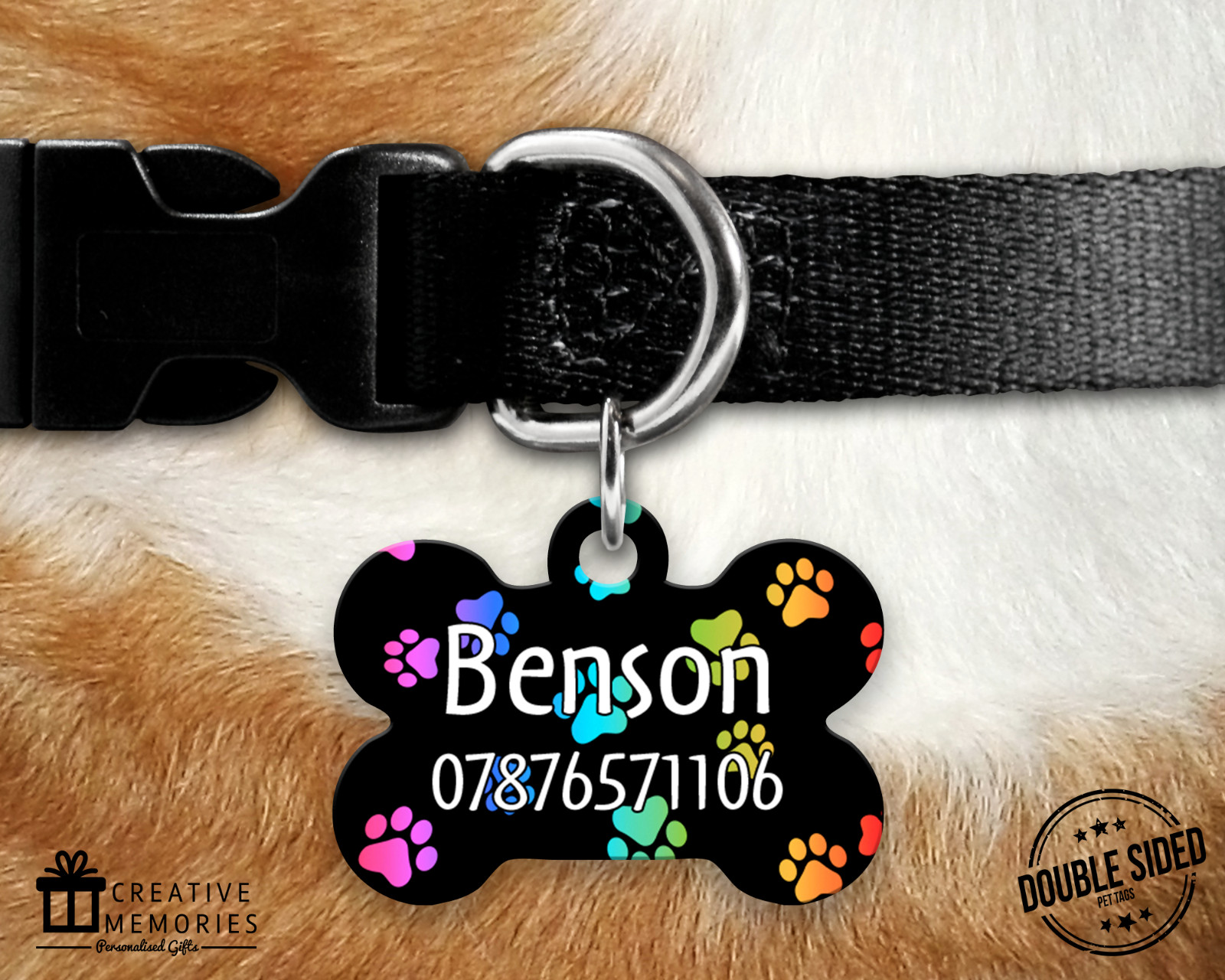 Dog Tag – Pet Tag – ID Tag – Dog ID Tag – Personalised – Rainbow Paws