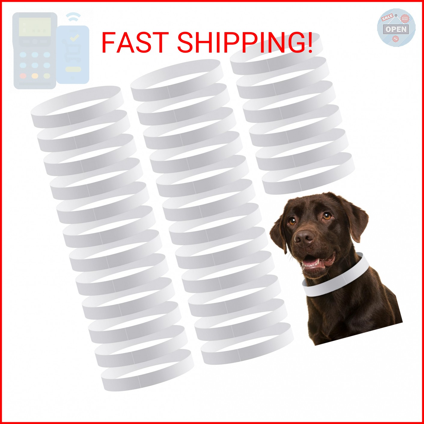 Clysee 500 Count 20inch Adjustable Paper Dog Collars with Tear Resistant Waterpr