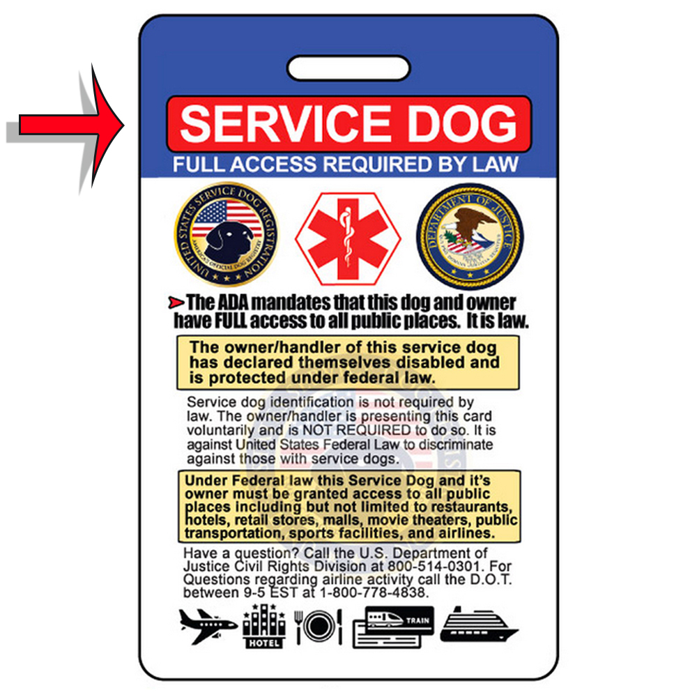 Service Dog ID Card (Badge) & Certificate with FREE Collar Tag ($25 VALUE)