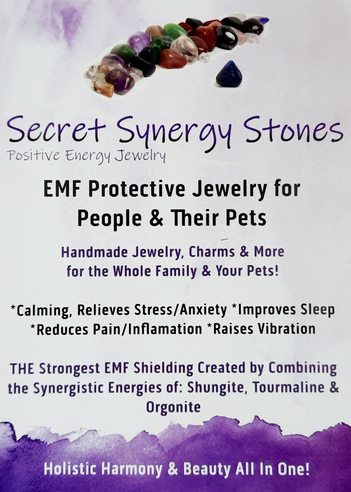 EMF 5G Pet Protection Dog Charm Orgone/Shungite/Black Tourmaline (Paw Print)