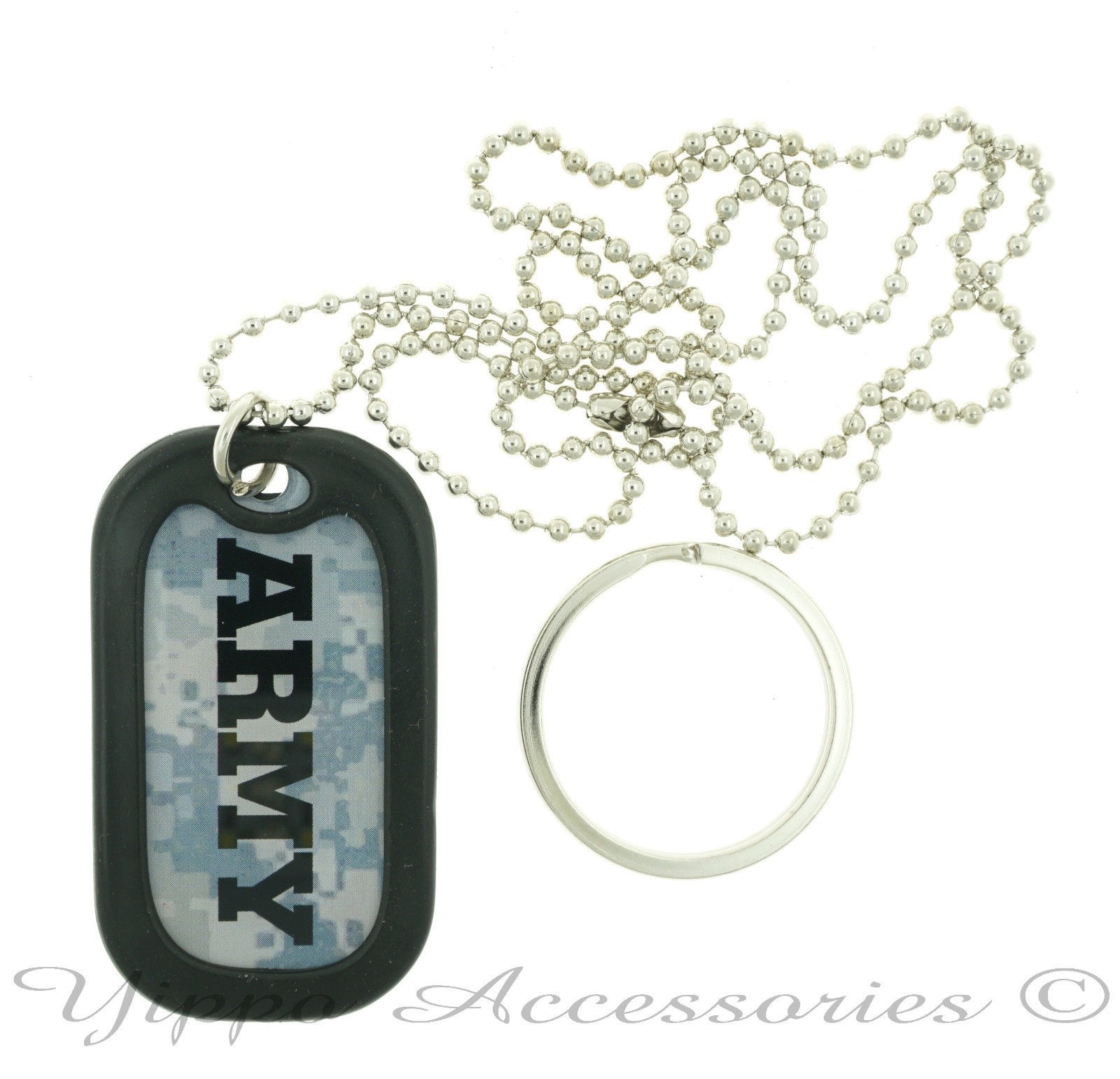 U.S. Army ACU Camo Military Dog Tag Necklace / Key chain