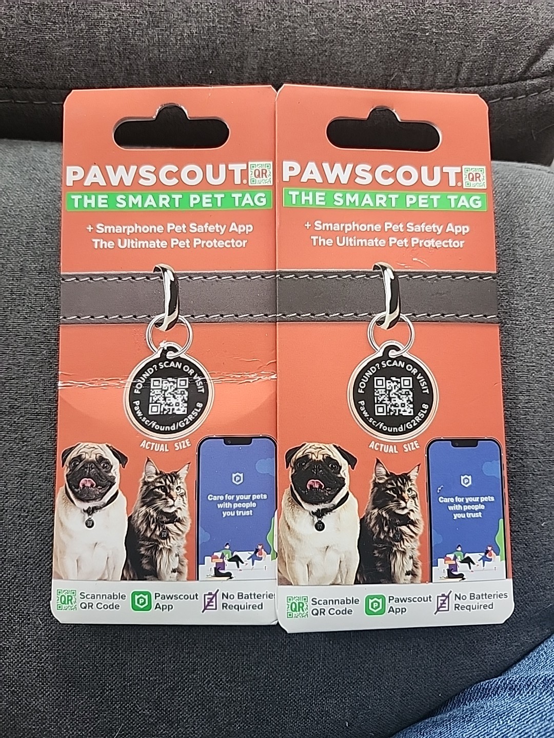 Pawscout QR The Smart Pet Tag Finder Dogs Cats Connects To Your Phone Lot Of 2