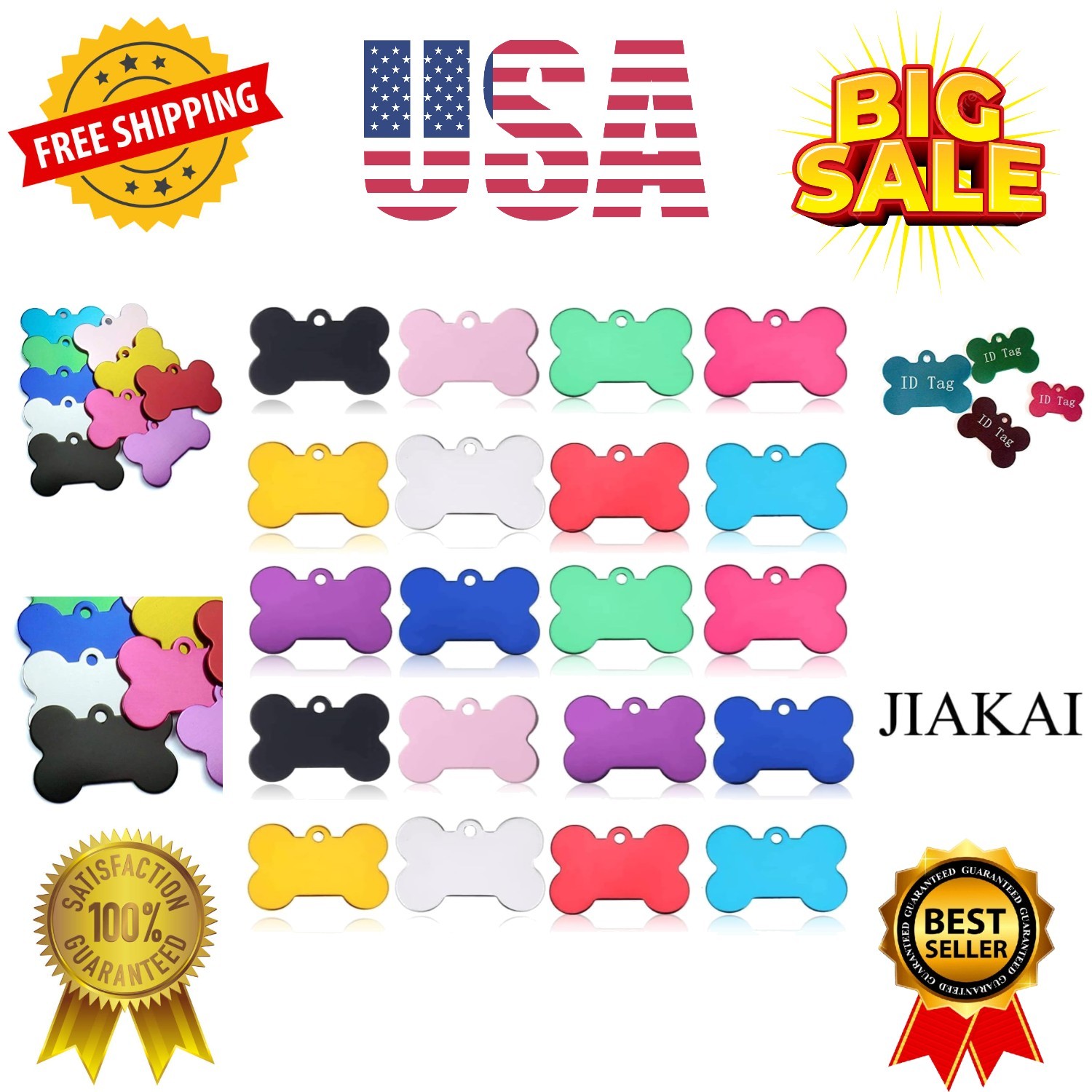20 Pcs 38MM Blank Bone Shape Pet ID ，Double Sided Blank Tag Dog Cat Pet Name …