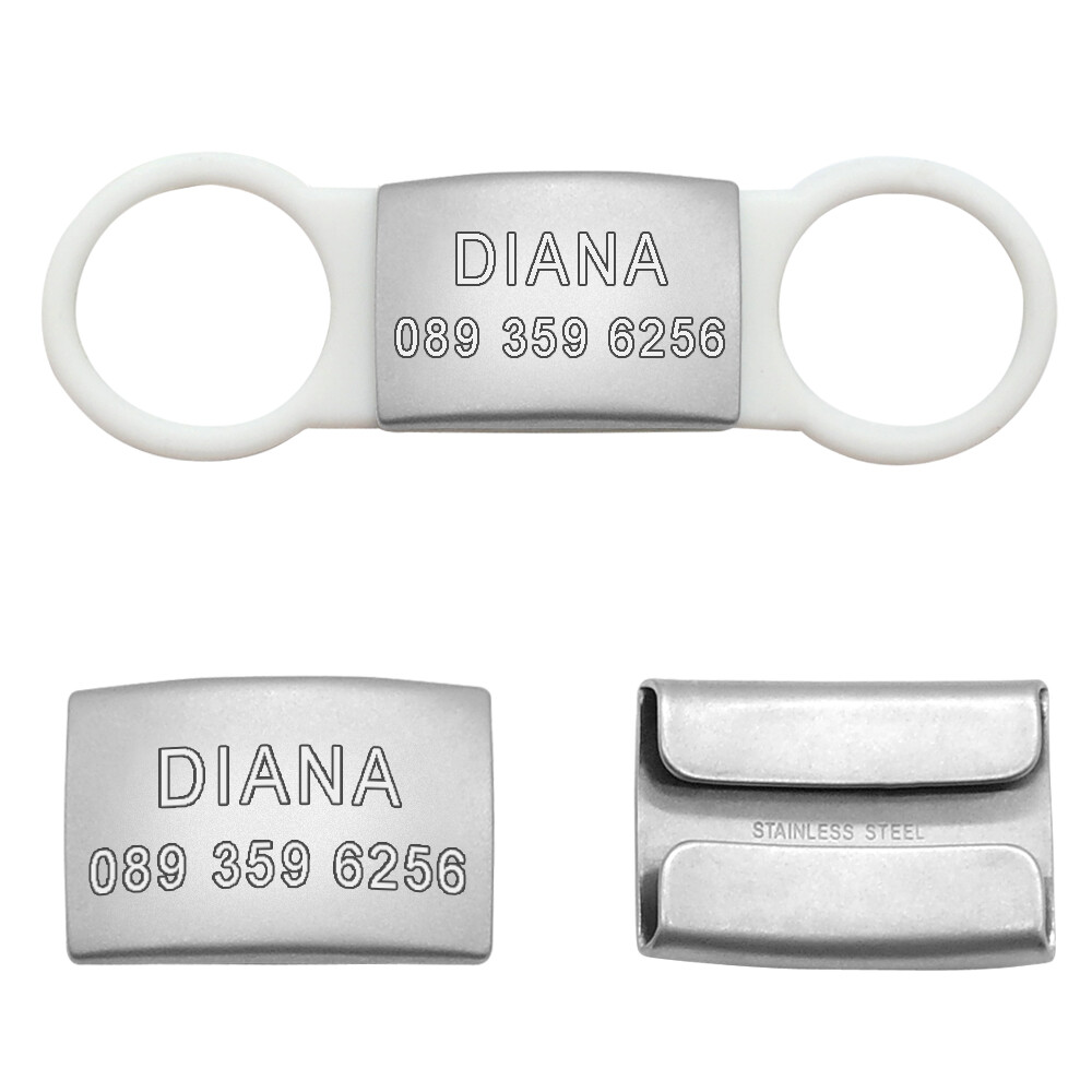 Personalized Slide-On No Noise Dog ID Tags Stainless Steel Cat Collar Tag Disc