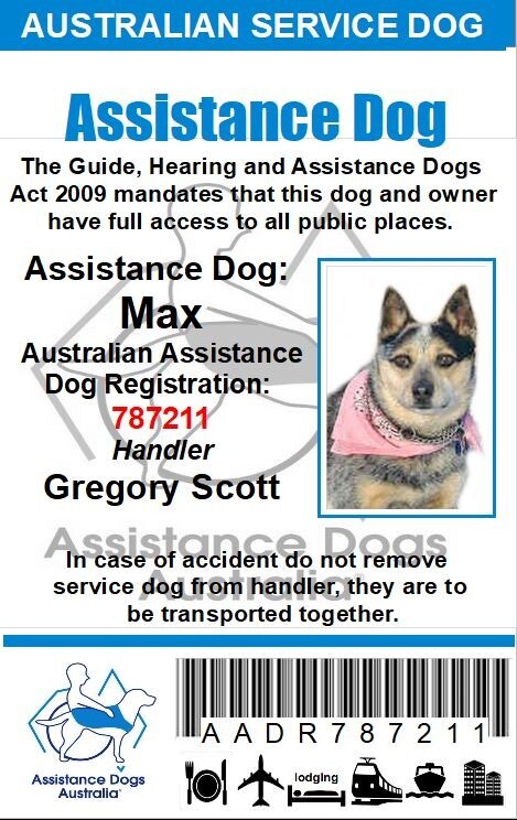 ASSISTANCE DOG AU – SERVICE CARD ID BADGE for Australia