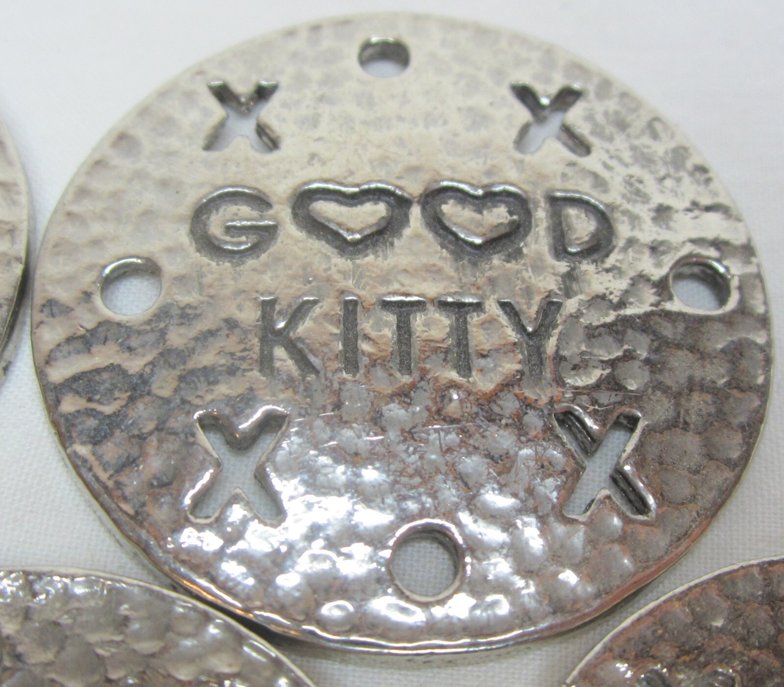 Set of 3 Good Kitty & Set of 5 Good Dog 1.5″ Metal Medallions or Charms XOXO