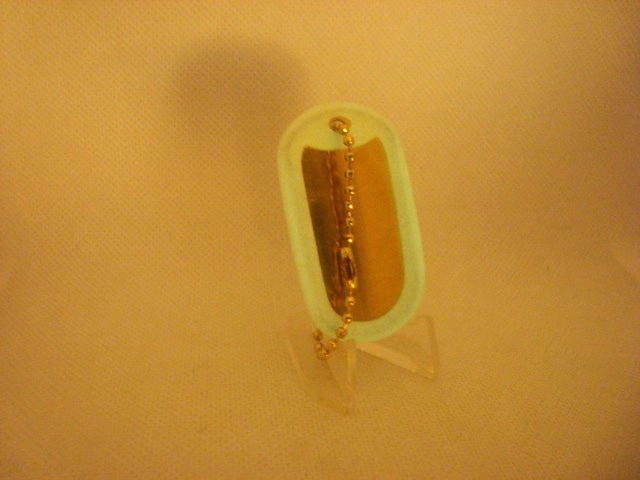 BRASS Military Style Dog Tag Yellow Brass 4.5″ in. Gold Chain + GLOW Silencer
