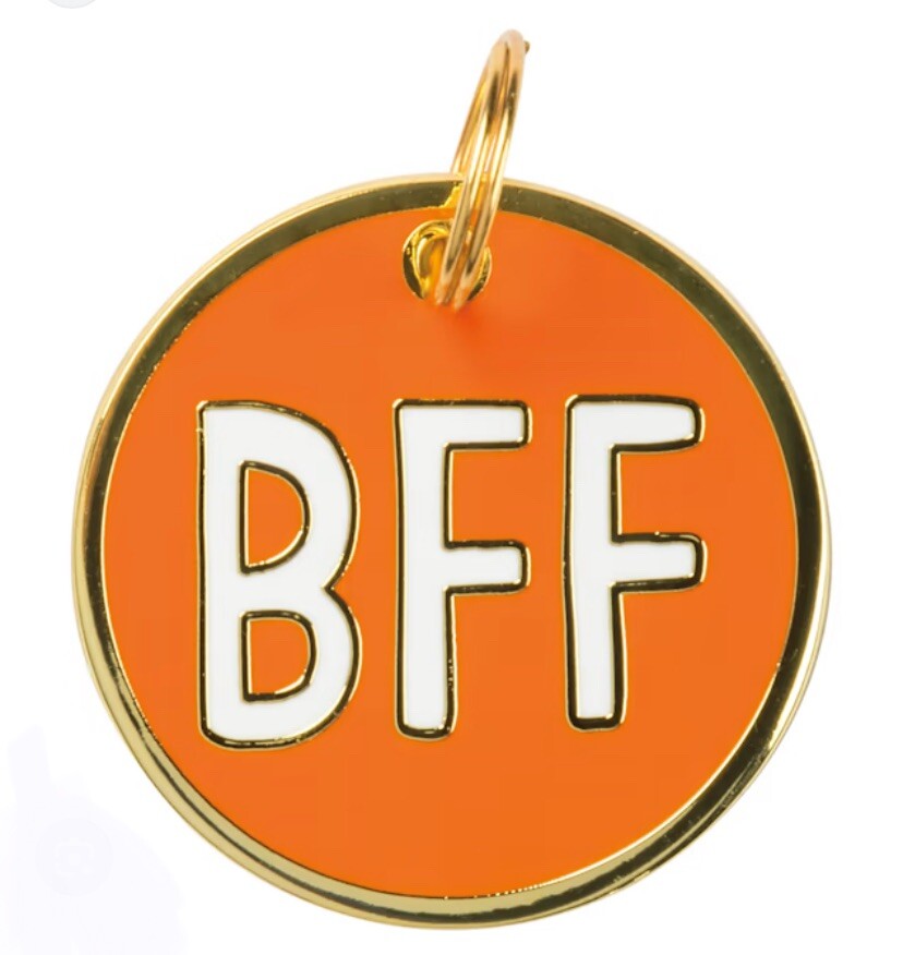 Dog Collar Charm BFF Best Friends Forever Orange 1.25” Primitives By Kathy