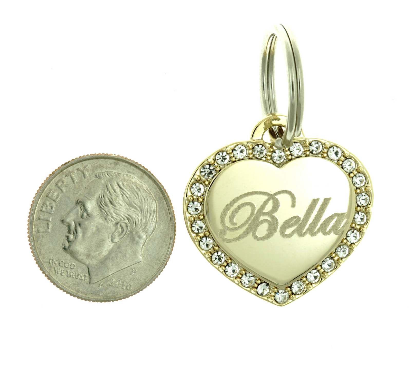 Custom Engraved Personalized Gold-Plated Small Heart SZ Dog Tag Pet ID Name