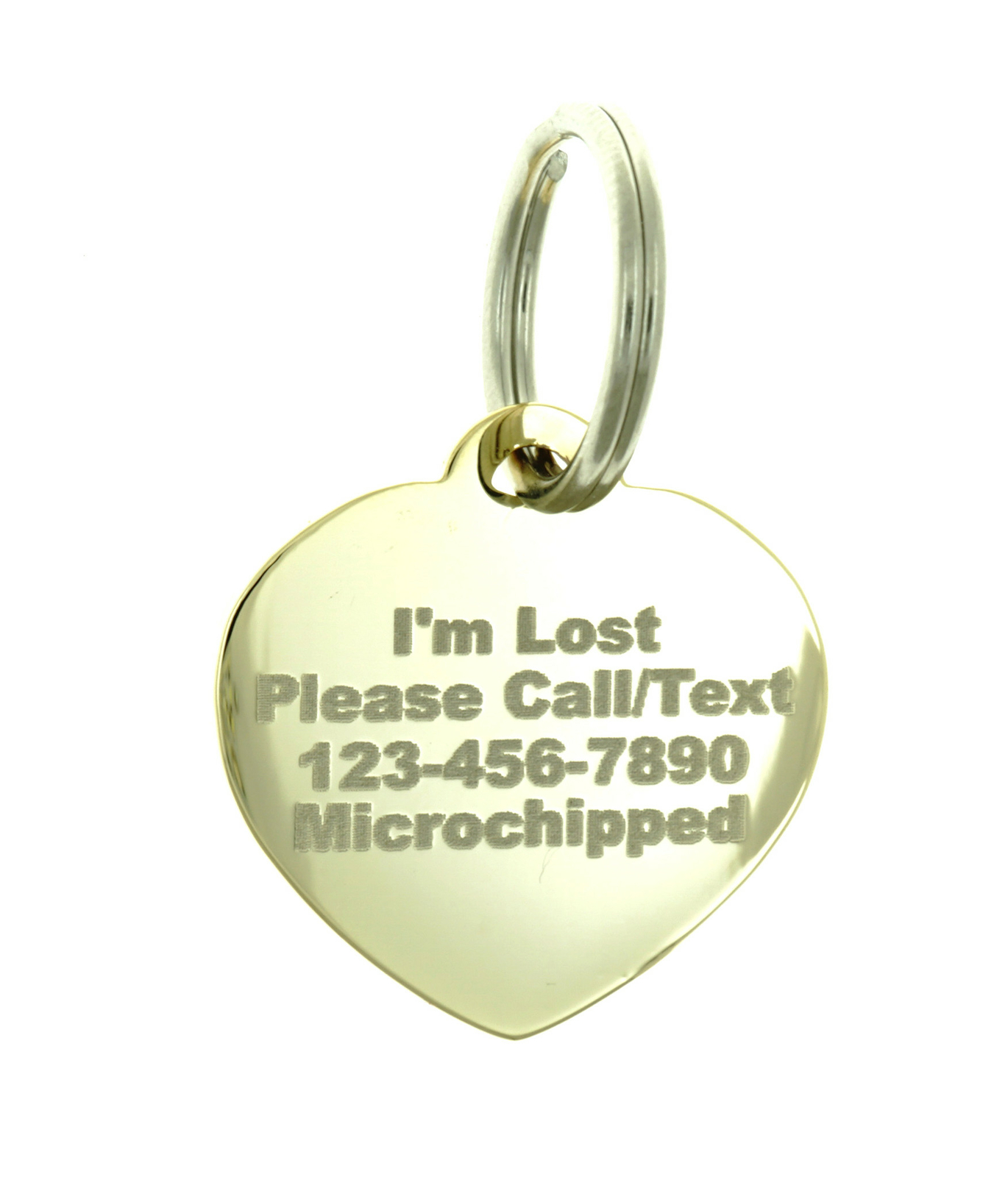 Custom Engraved Personalized Gold-Plated Small Heart SZ Dog Tag Pet ID Name