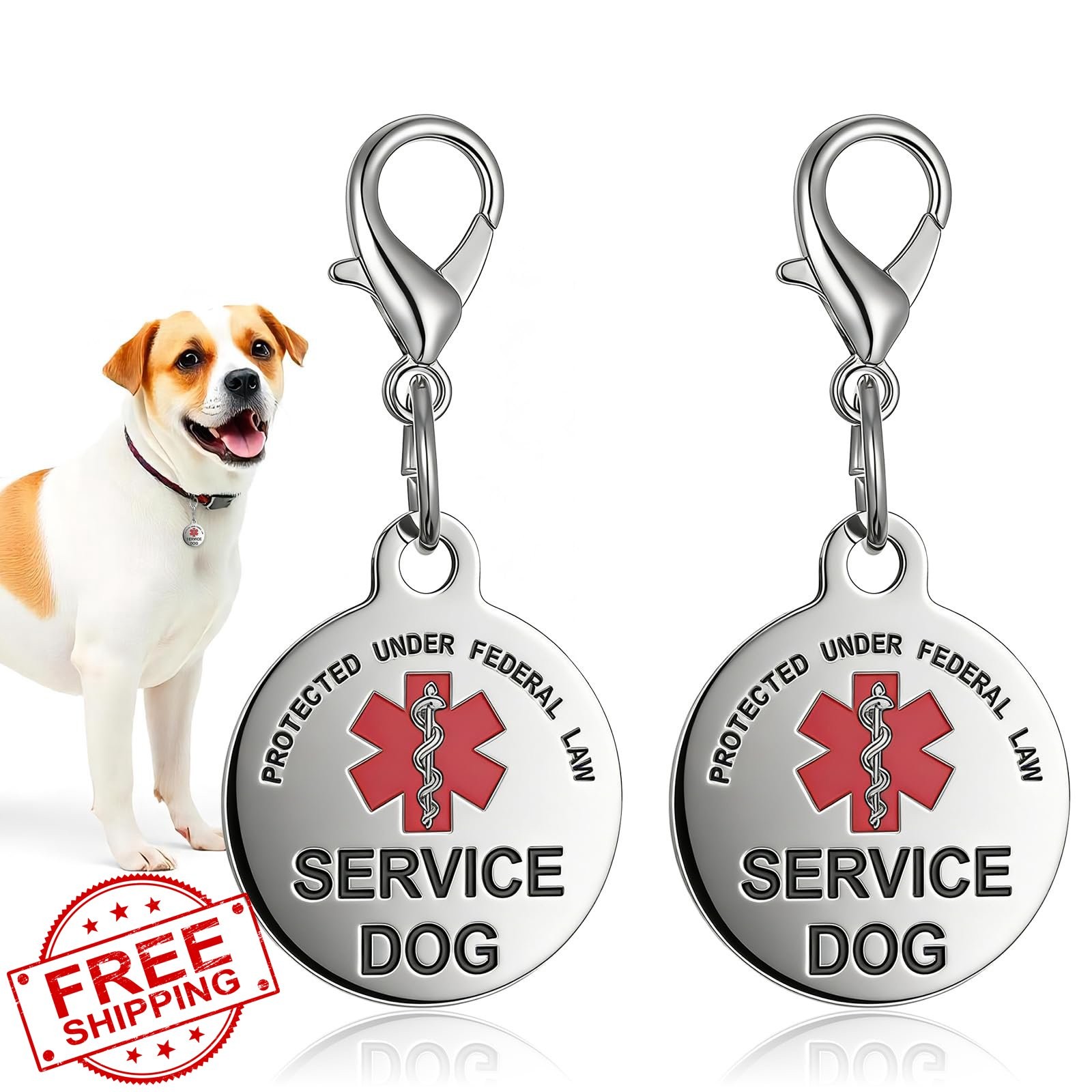 Service Dog Tags 2 Pcs, Emotional Support Therapy Animal ID