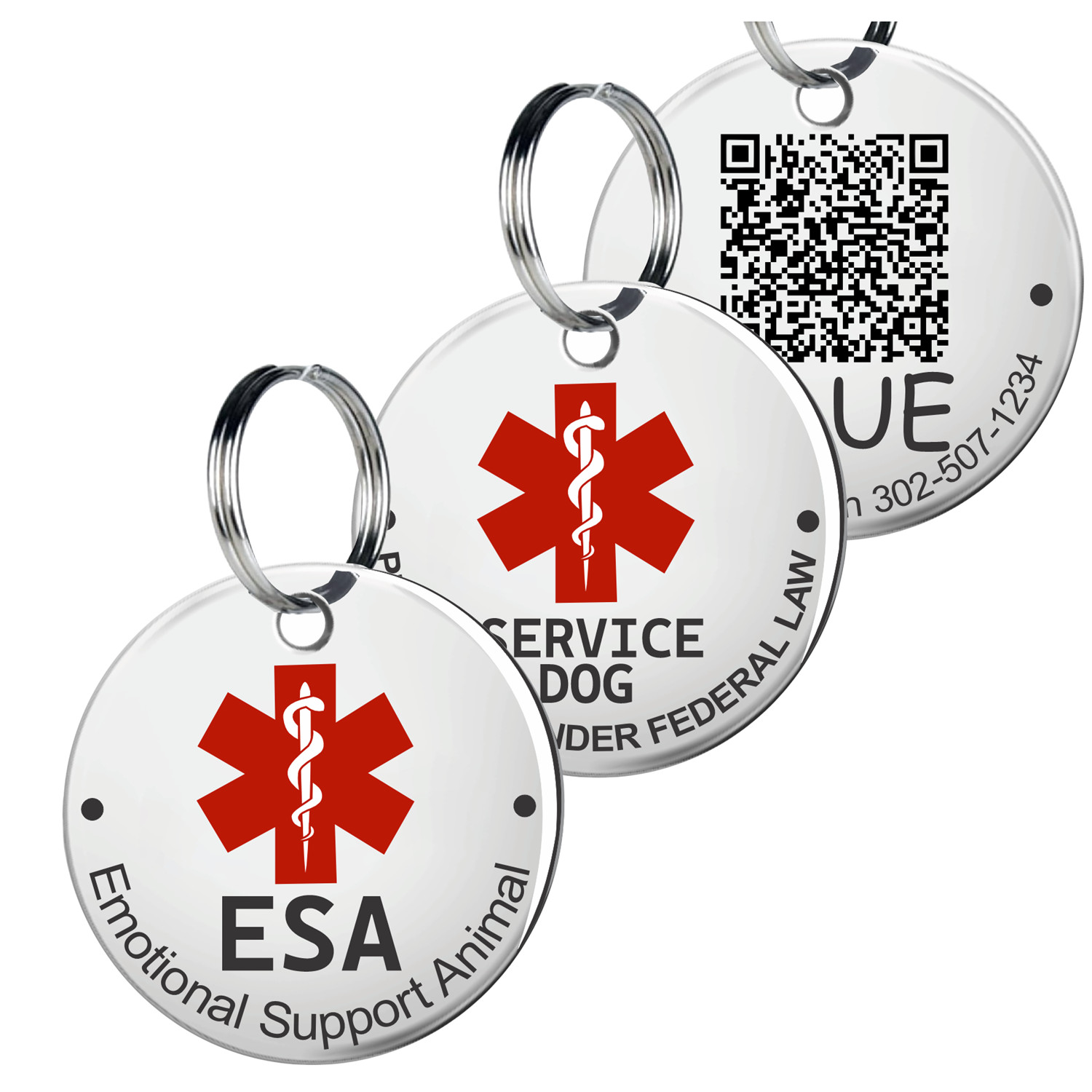 Engraved Personalized QR Code Pet ID ESA Tag Made In US Service Dog tag (QR-ESA)