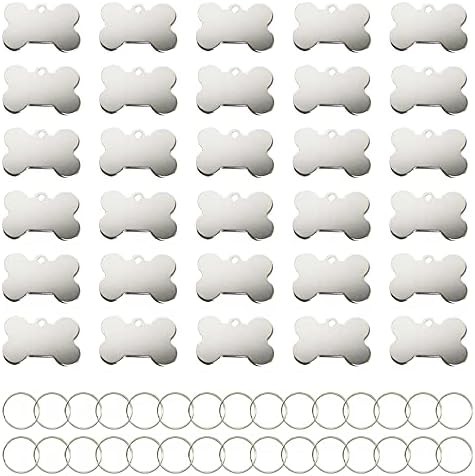 30 Pcs Pet ID Tag Bone Shape 38MM Blank Personalized Aluminium Pendants Tag Dog