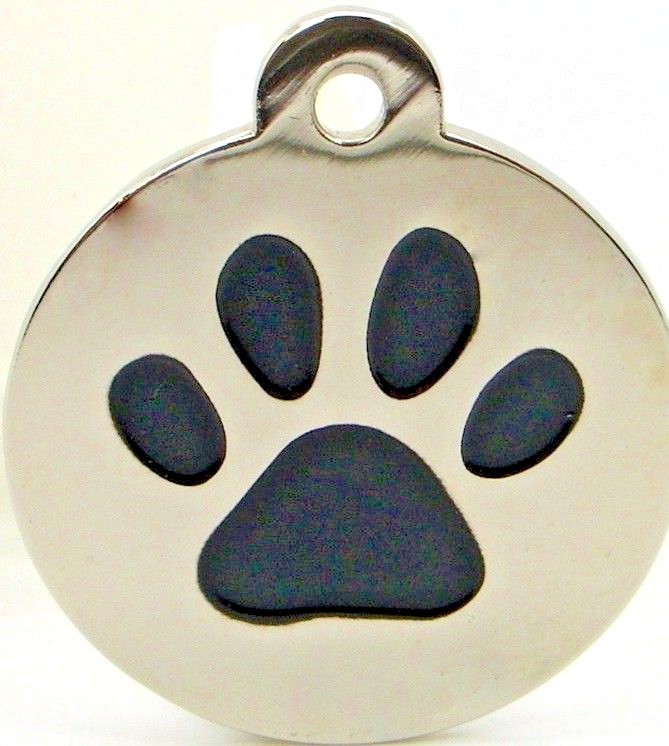 Pet Tags ~ Large & Small Silver Paw Print Engraved Pet Tags