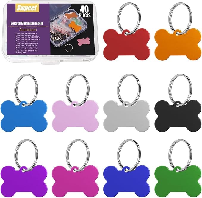 Swpeet 40Pcs 10 Colors 35mm/ 1.37″ Aluminum Blank Tags with Key Ring Round