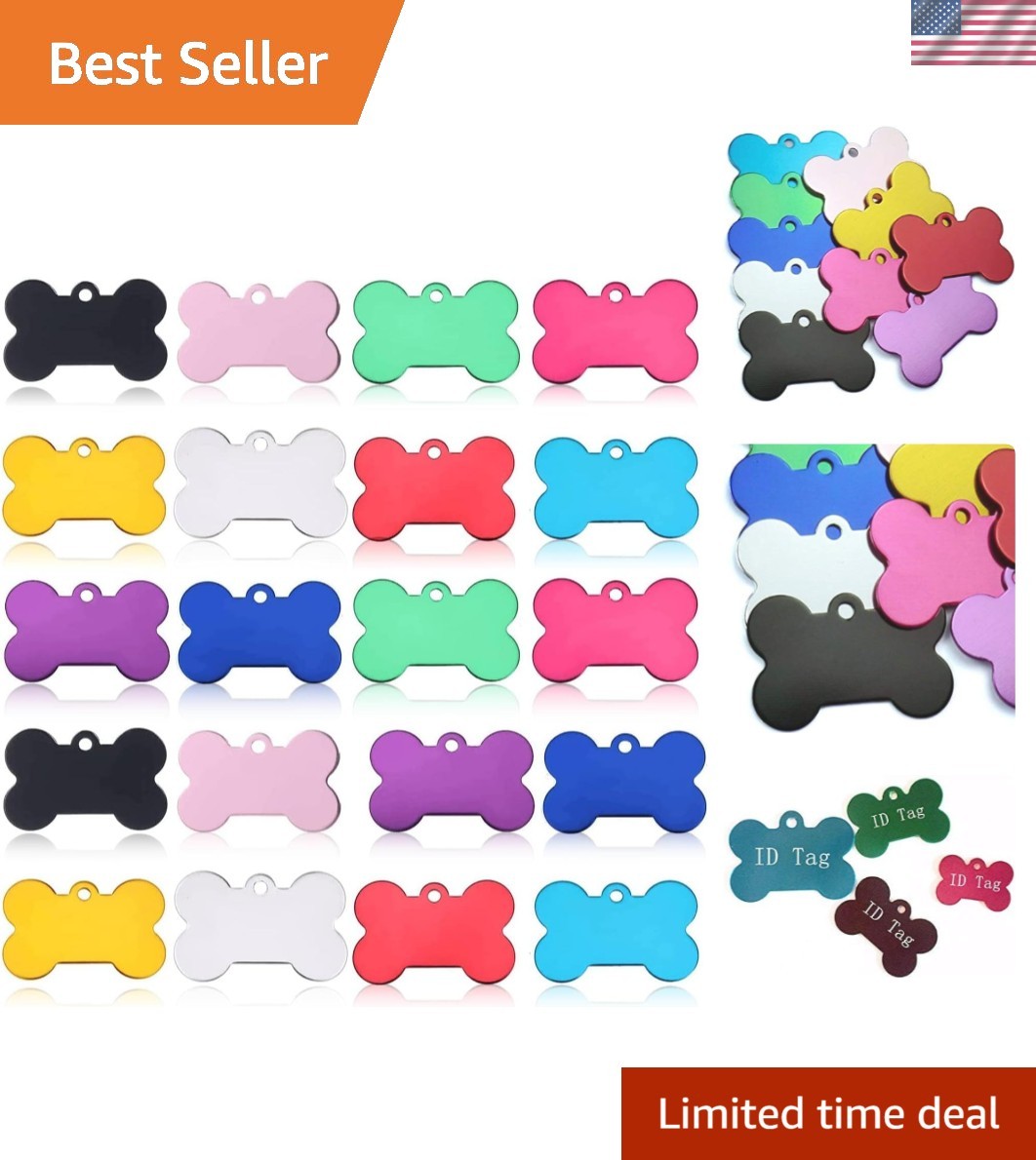 20 Pcs 38MM Blank Bone Shape Pet ID ，Double Sided Blank Tag Dog Cat Pet Name …