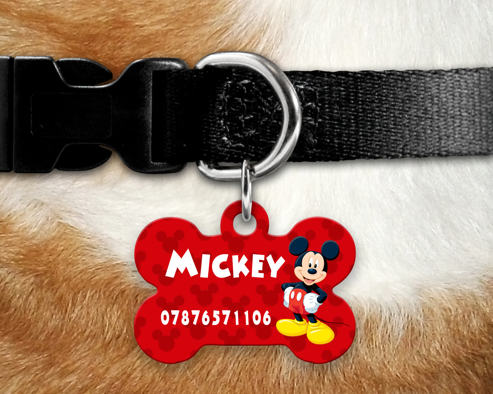 Dog Tag Pet Tag ID Tag – Personalised – Bone Tag – Mickey Mouse