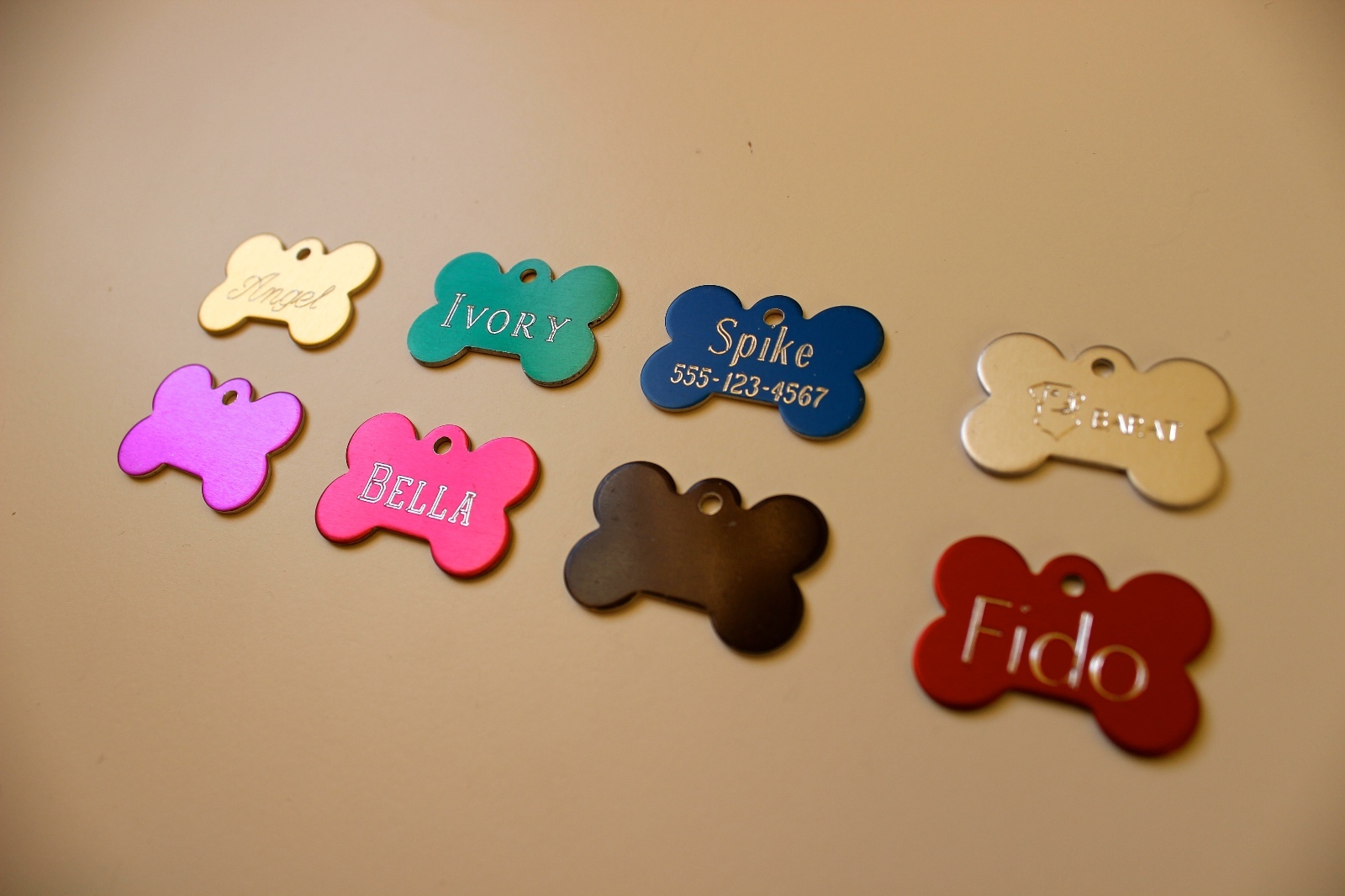 PET TAGS BONE (2.5CM) ID DOG TAG 2-SIDE PERSONALIZED DIAMOND ENGRAVED CUSTOM