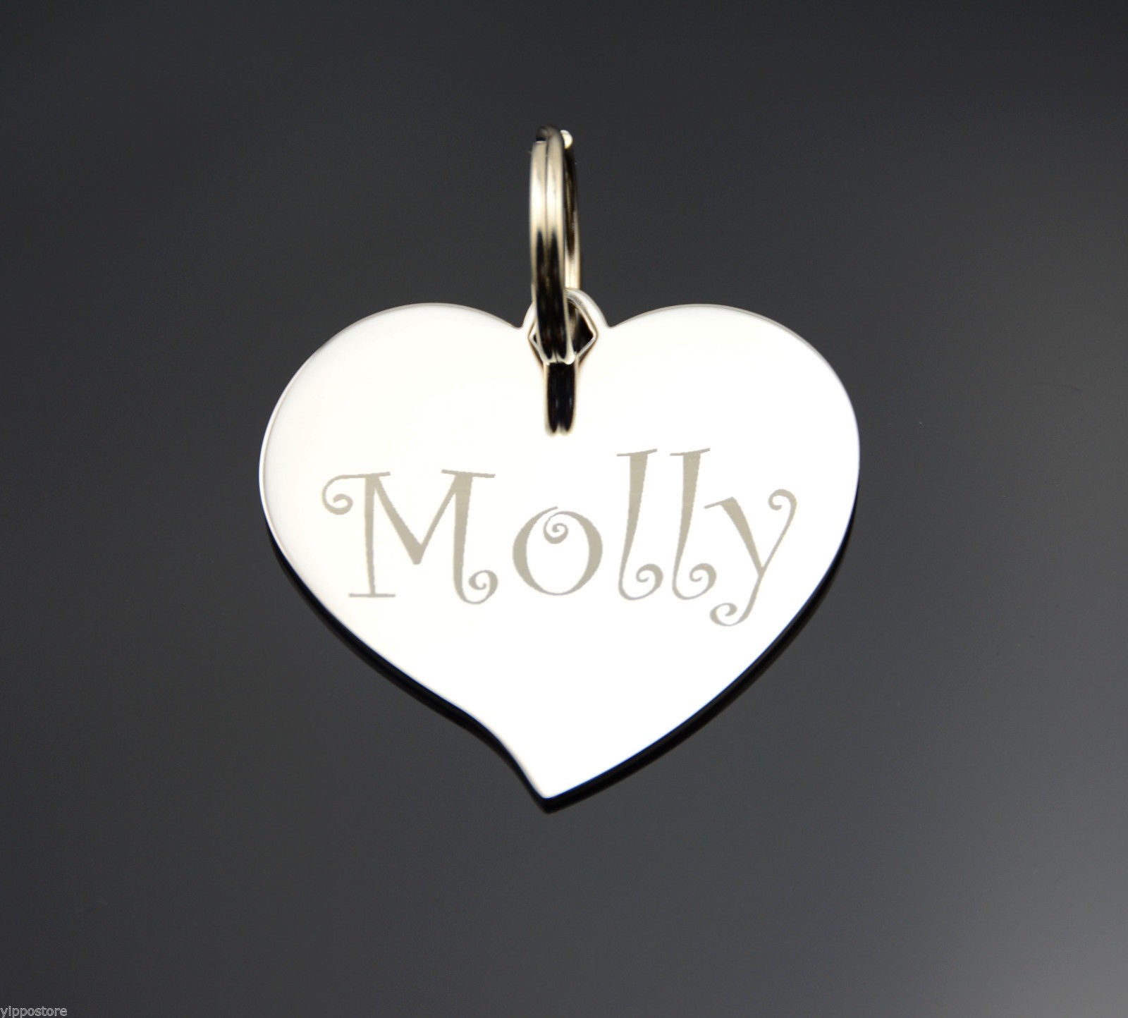 Custom Engraved Personalized Stainless Steel Teardrop Heart Dog Tag Pet ID Name