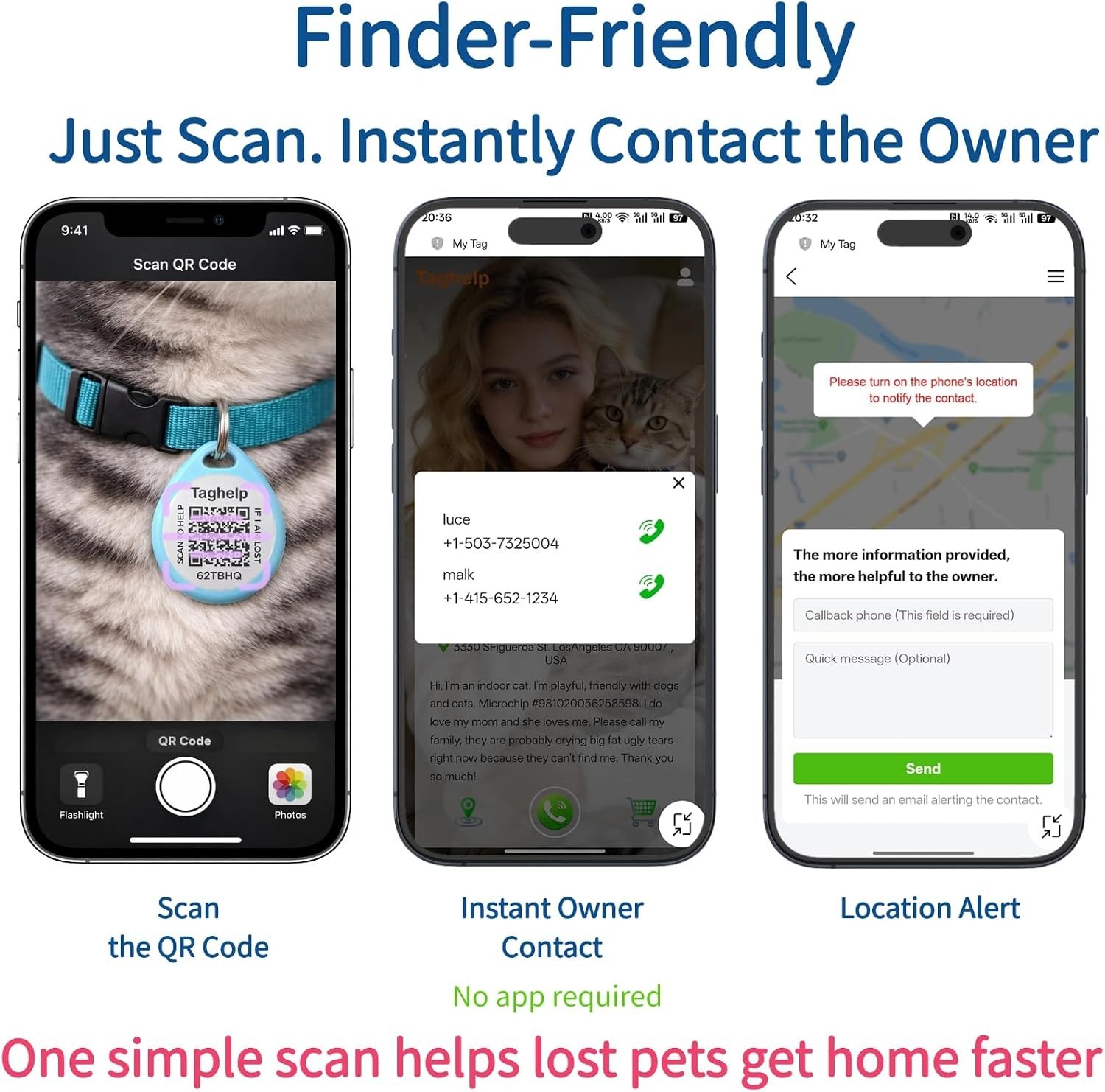 QR Code Cat ID Tag for Collar, Smart Pet ID with Online Profile, Instant Scan…