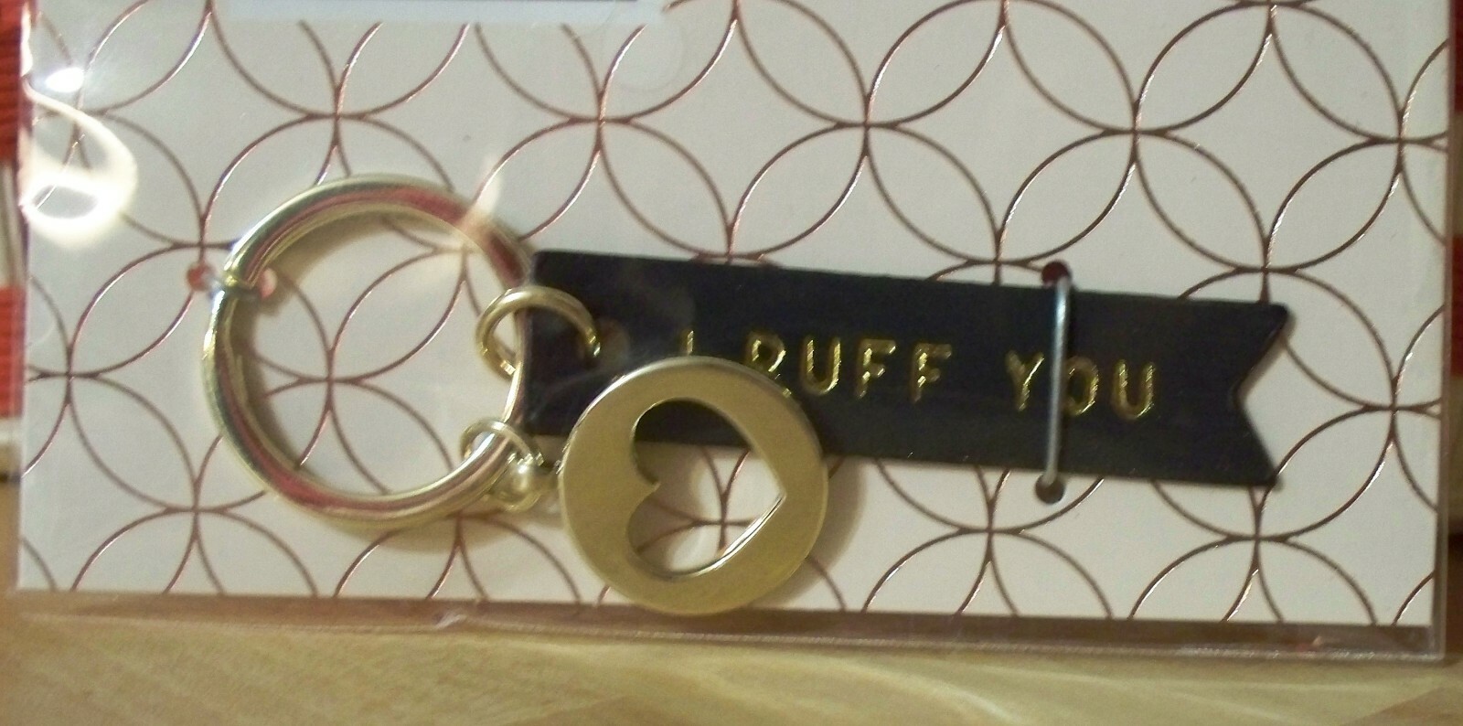I Ruff You Love Pet Cat Dog Gold Heart Keychain Tag Collar Charm Set