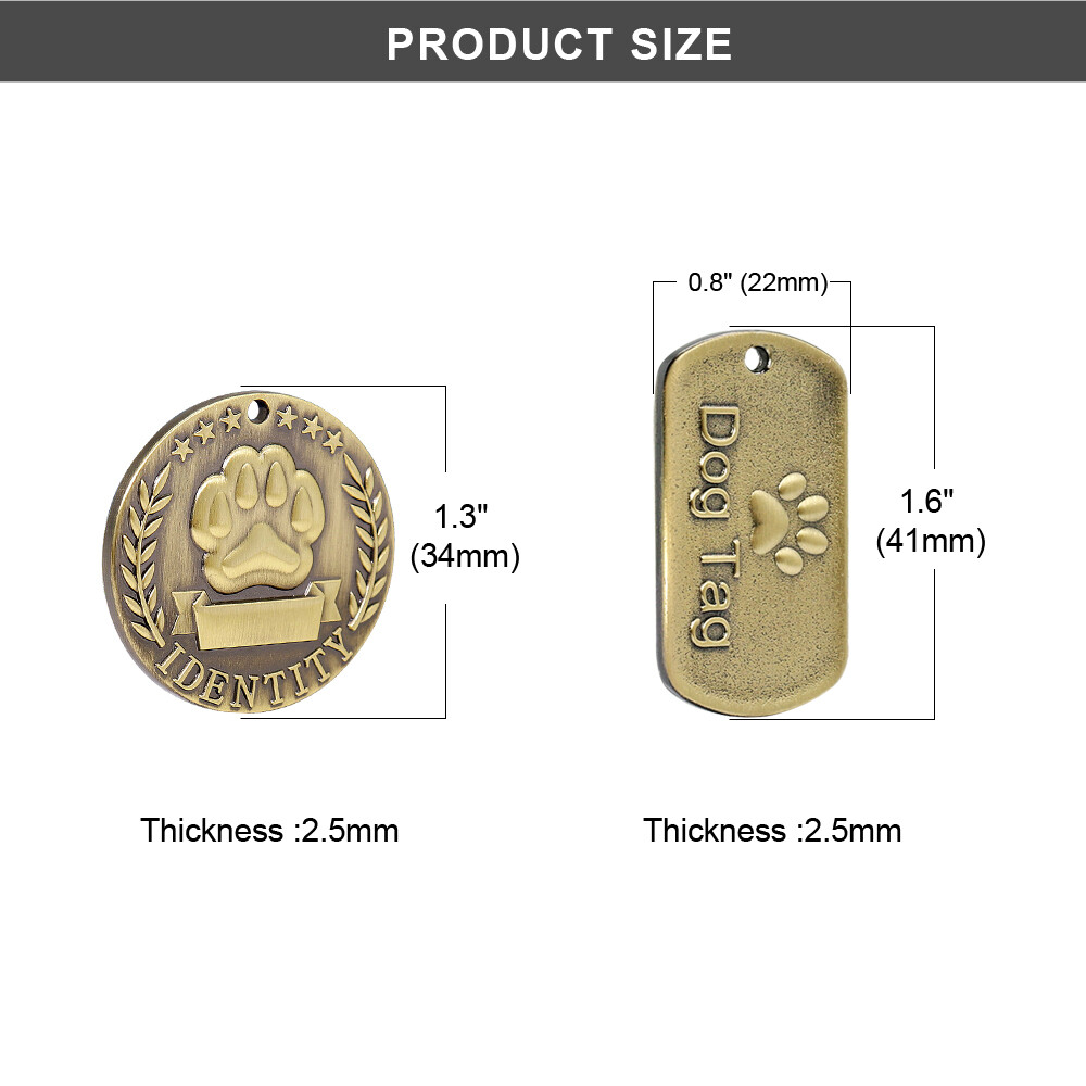 BRASS DOG TAGS MILITARY PERSONALIZED CUSTOM PET NAME ID ENGRAVED FOR COLLAR