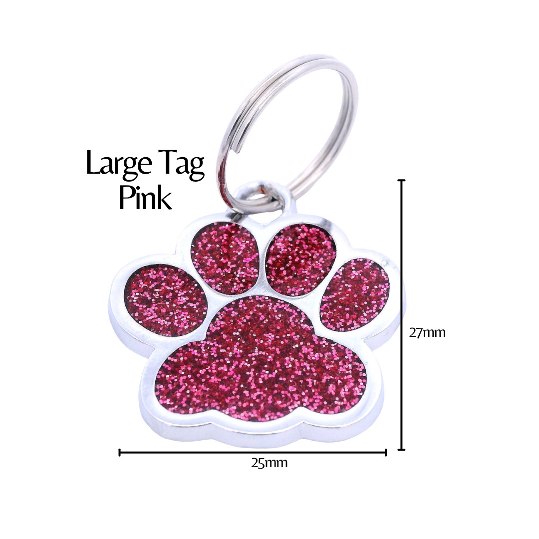 Personalized Stainless Steel Paw Pet ID Tag Custom Engraving in Back (2 Colors)