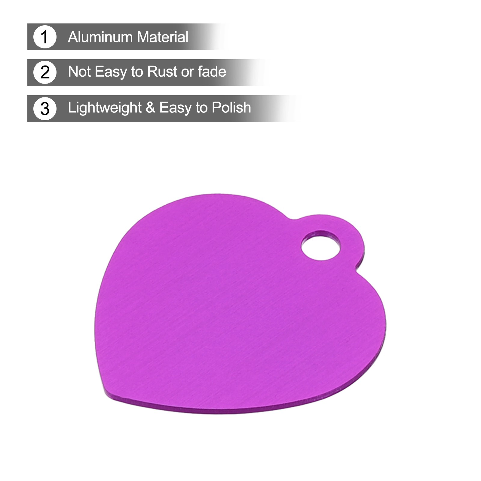 Pet ID Tags, Engraving Tags, Heart-Shape Dog ID Tag, Purple Blank Tags, 20pcs