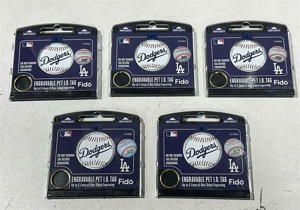 Fido Hillman Engravable Pet ID Tags, LA Dodgers – 5 Pack