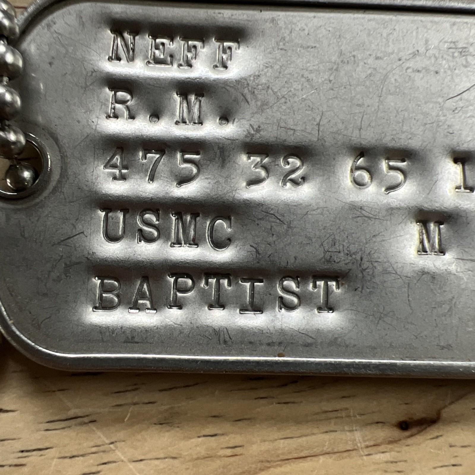 VTG USMC Dog Tag And Name Tag “NEFF”