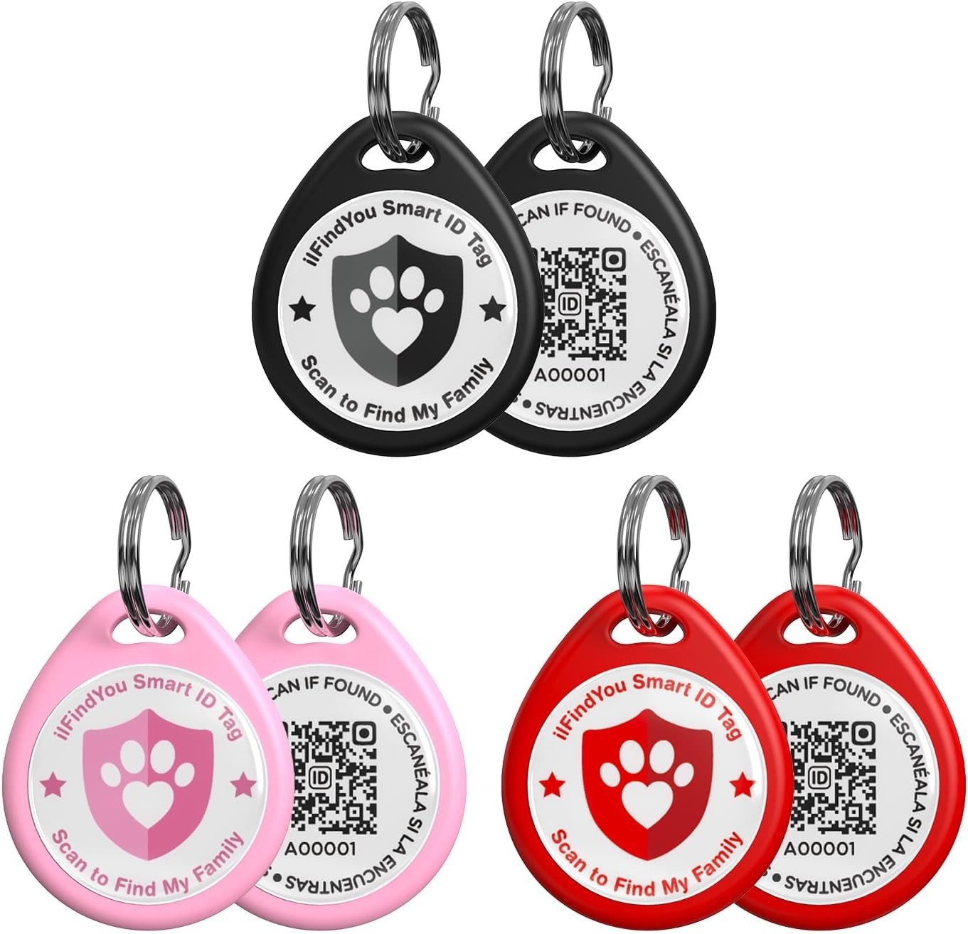 3 Pack Dog Tags Personalized, QR Code Pet ID Tags for Dog Collar, Online Prof…