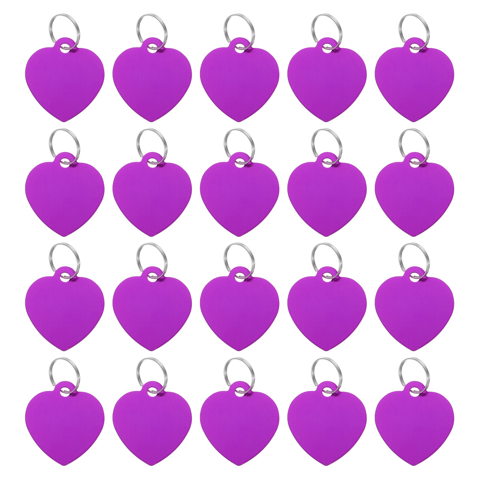 Pet ID Tags, Engraving Tags, Heart-Shape Dog ID Tag, Purple Blank Tags, 20pcs