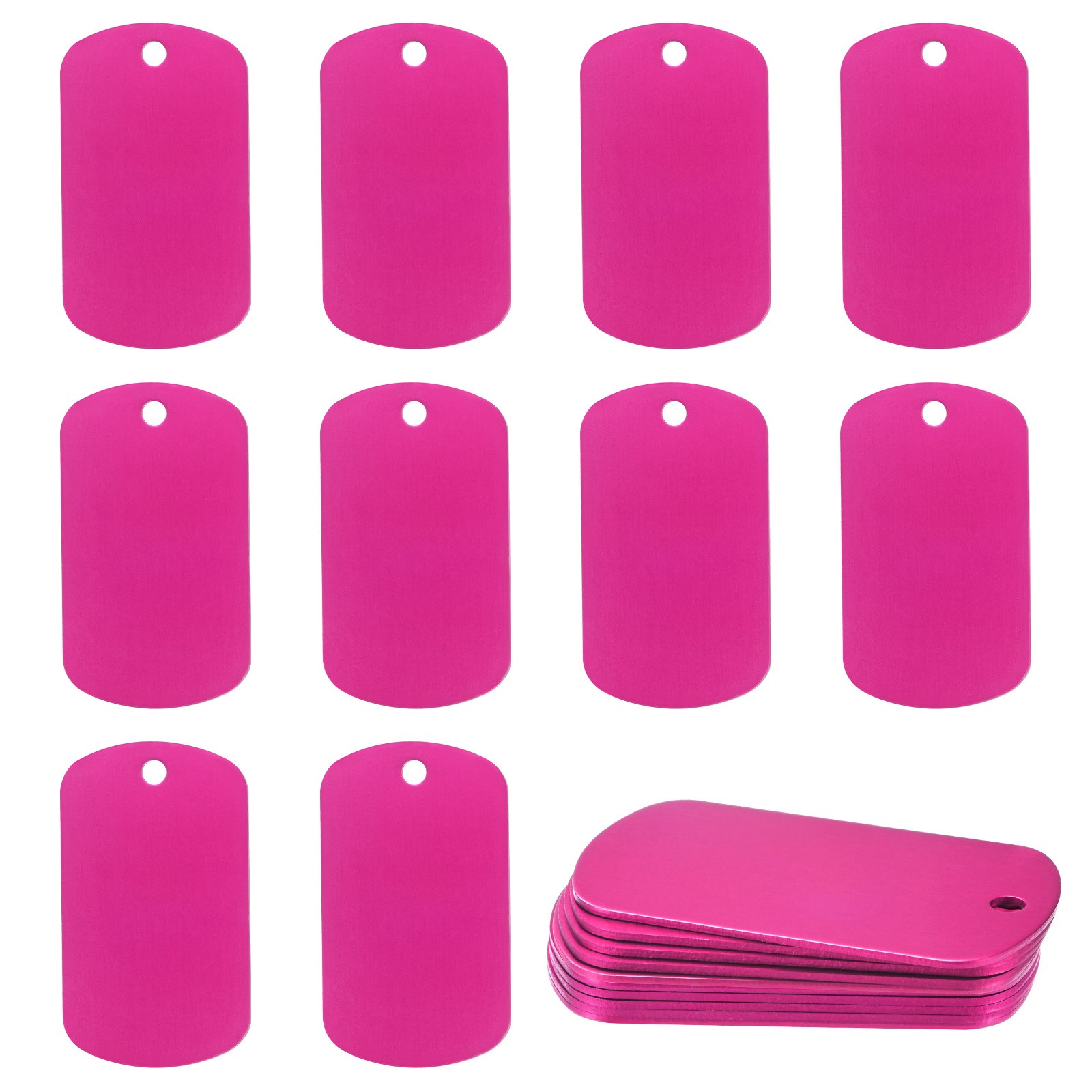 20-Pack 2″ x 1.18″ x 0.04″( L x W x T ) Blank Dog Tags [Rose Red, 1 Hole]