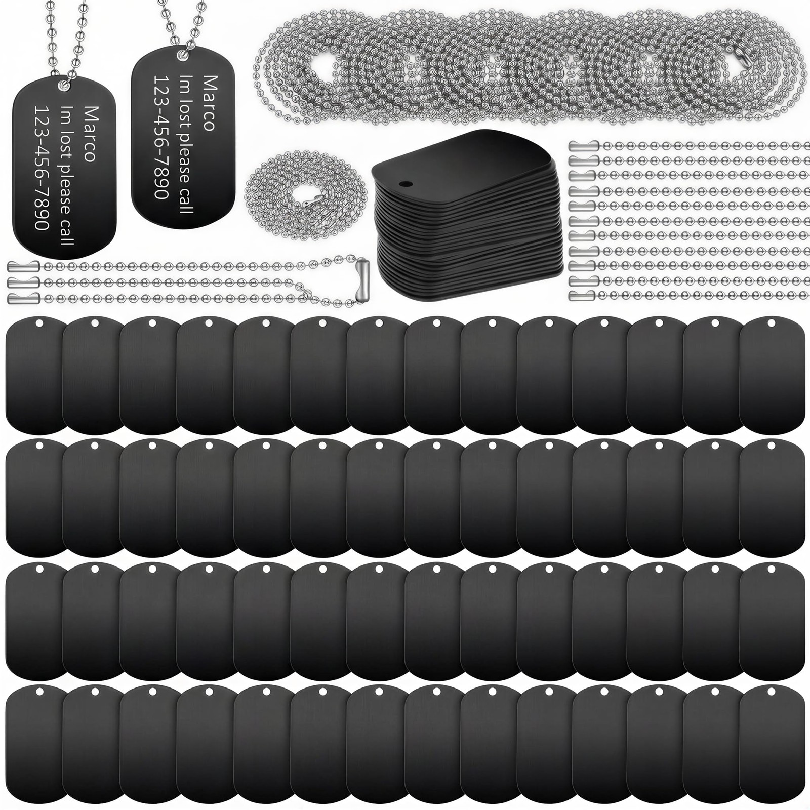 200Pcs Military Dog Tag Set 100pcs Personalized Dog Tags Aluminum Blank for E…