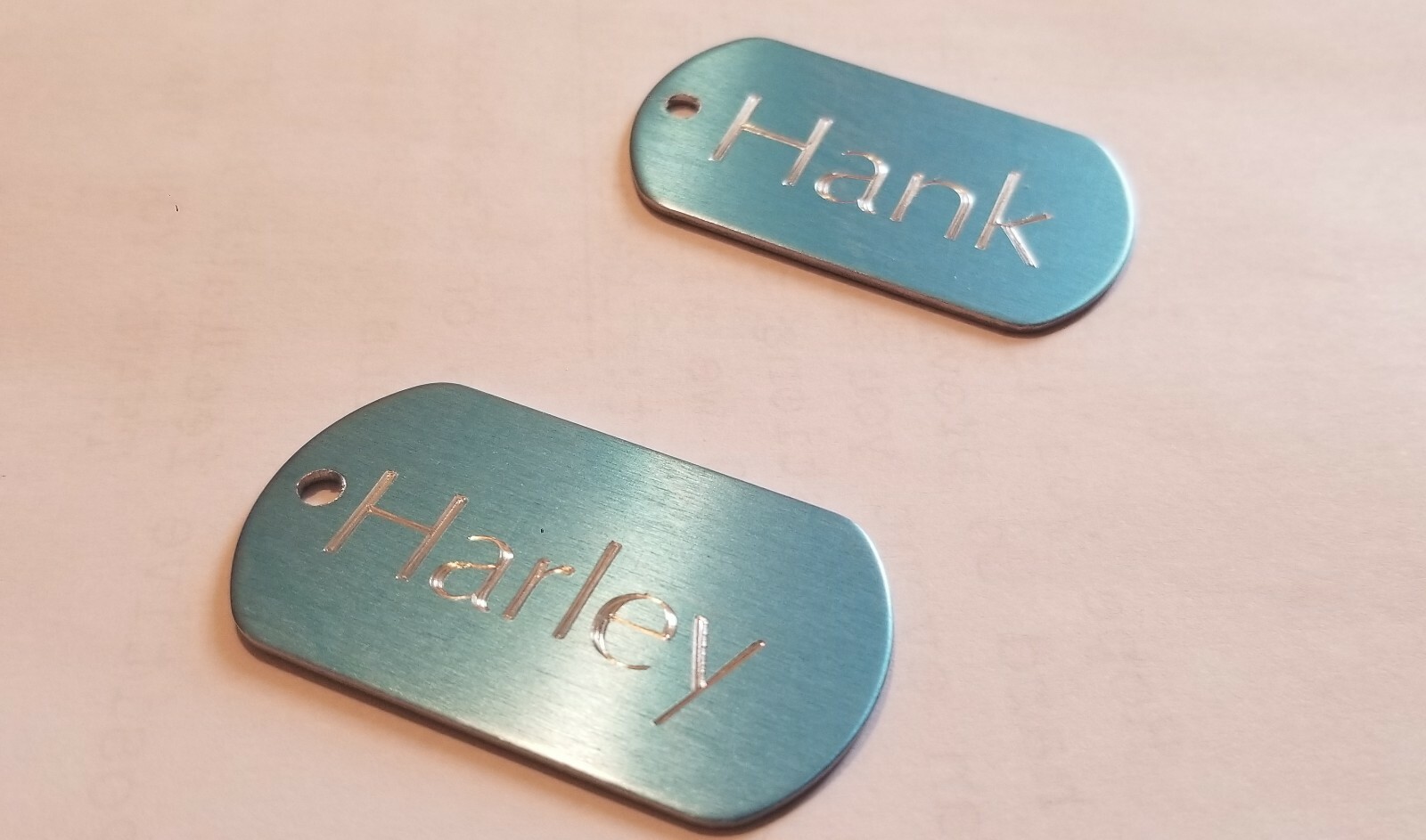 MILITARY STYLE DOG TAGS ID PET TAGS DOUBLE SIDED DIAMOND ENGRAVED w/ CHAIN COMBO