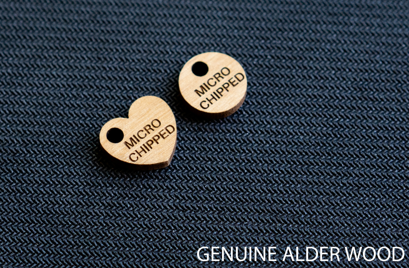 Wood Microchipped Mini ID Pet Tag Charm, Cat and Dog Micro Chipped Pet ID, Tag