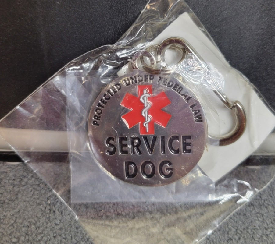 Large Service Dog Tag Double Sided Federal Protection w/Medical Alert Symbol