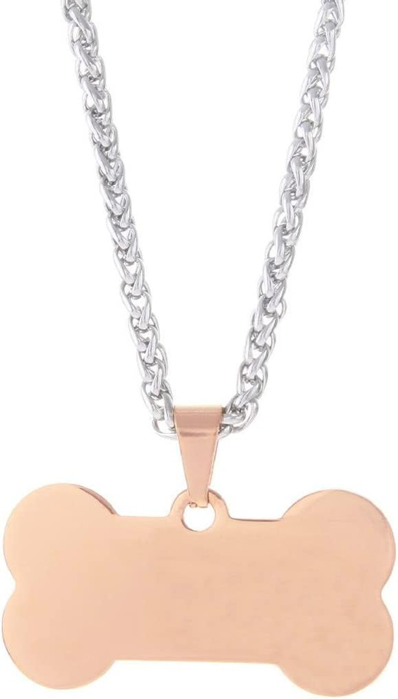Stainless Steel Pet ID Tags Rose Gold Blank Charms Bone Dog ID Tags Pet Collar N